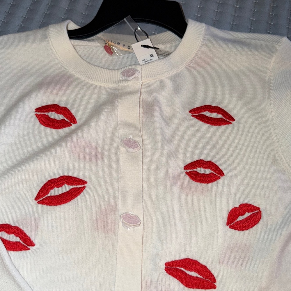 Alice + Olivia Daroda Lip Cardigan - Picture 9 of 12